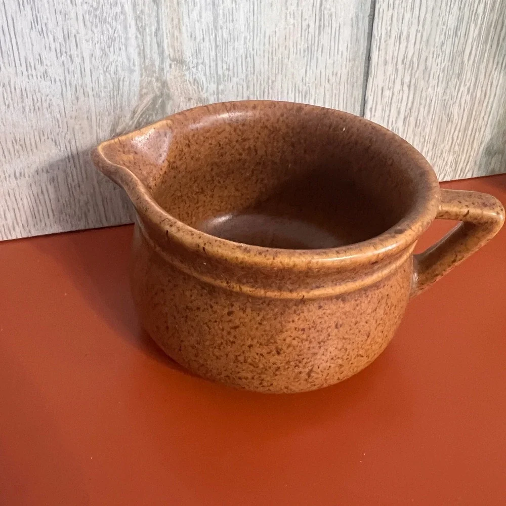 Vintage‎ Brown Speckled Stoneware Creamer Pitcher Mid Century Modern Farmhouse